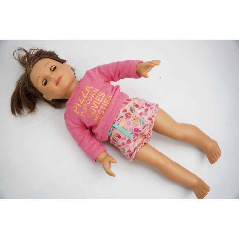 American Girl Doll 18 Inch Brown Hair Brown Eyes Pizza Movies Pajamas Good